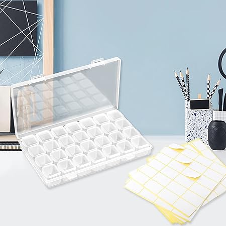 Maxovel™ 28-cells-adjustable-plastic-storage-box-with-label-sticker-for-jewelry